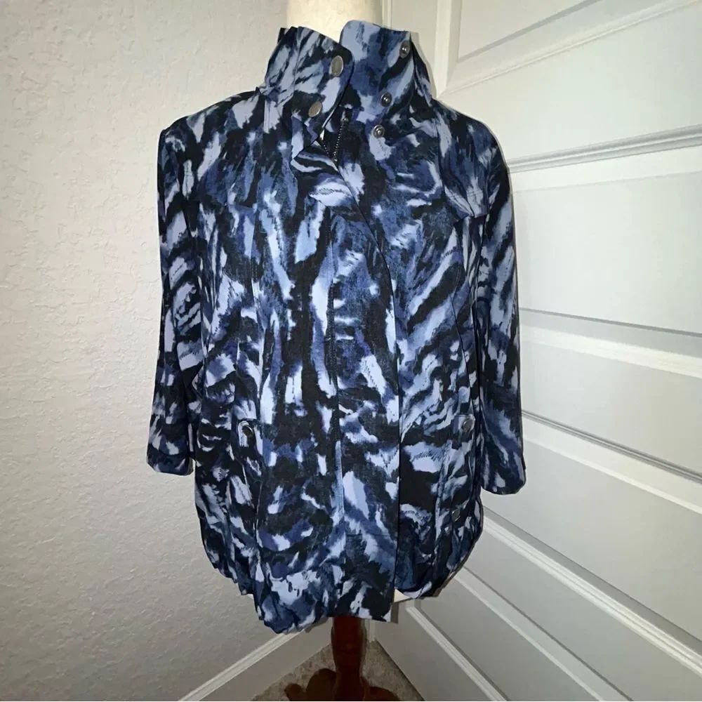 Chico’s Zenergy Zipper Snap Button Front 3/4 Length Sleeve Jacket Chicos